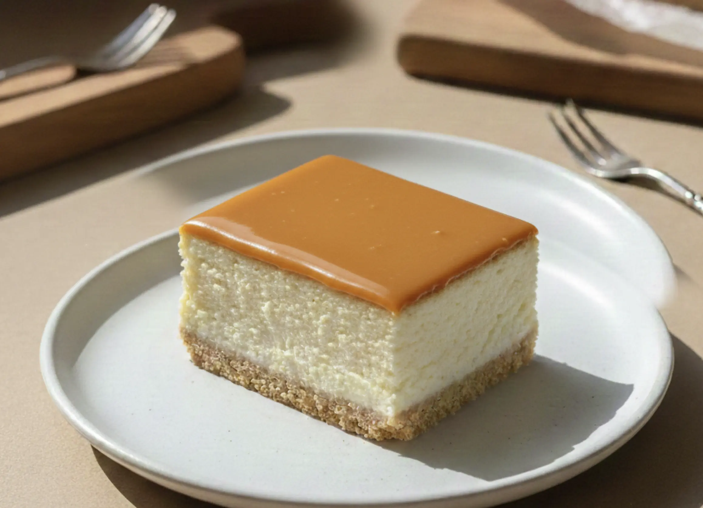 Gastronomy Express Karamelli Cheesecake - Ev yapımı karamel soslu ve fırınlanmış New York usulü cheesecake dilimi